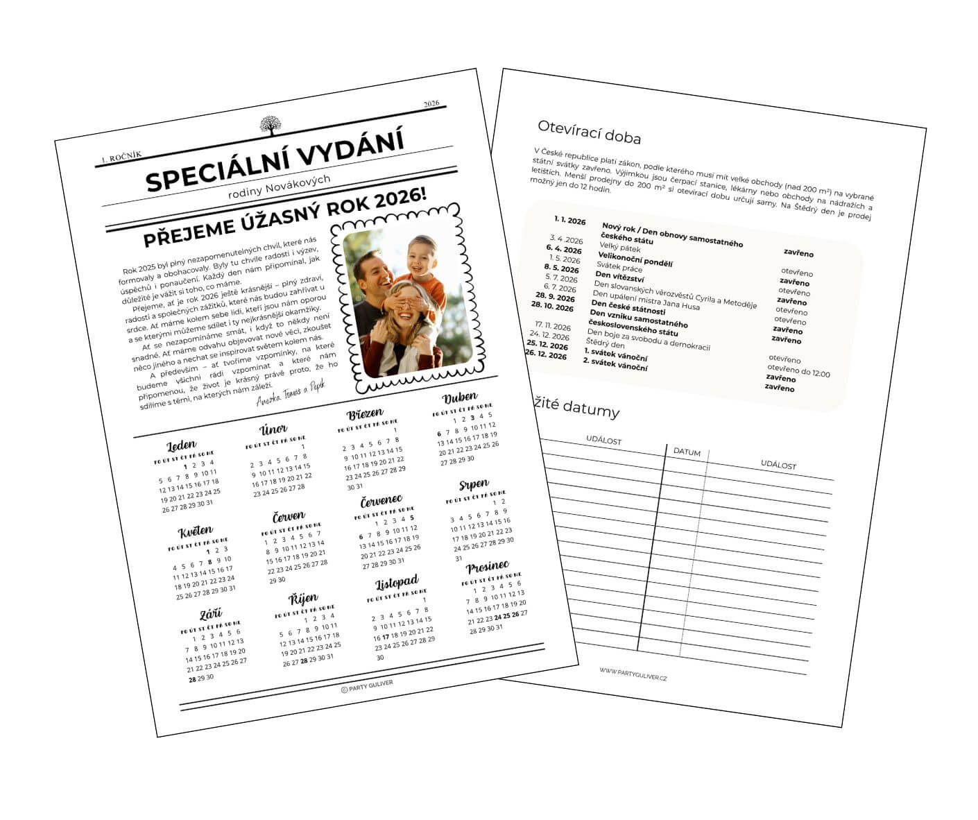 fotokalendar a4 rocni kalendar k tisku vlastnich fotek noviny sablona vzor